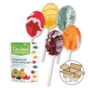 Dr. John's Candies Sugarless Creme Swirl Lollipops 8-Bag Case
