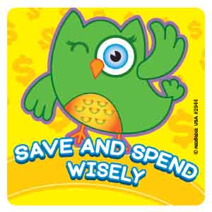 Wise Saver Owls Asst. Banking Stickers