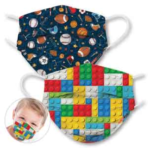Sports & Building Blocks Kids Face Masks (6-Pack)