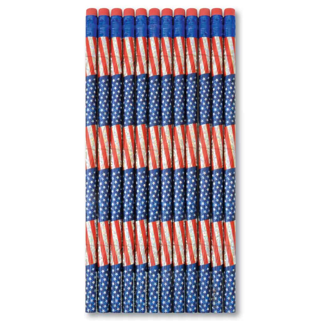 Glitzy Flags Pencils