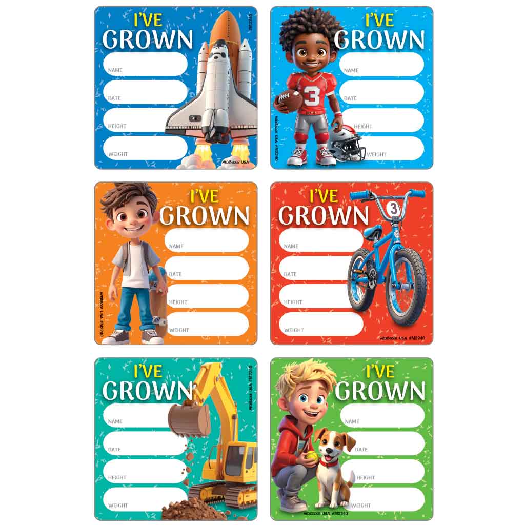 Boy Fun - I've Grown Asst. Medical Stickers