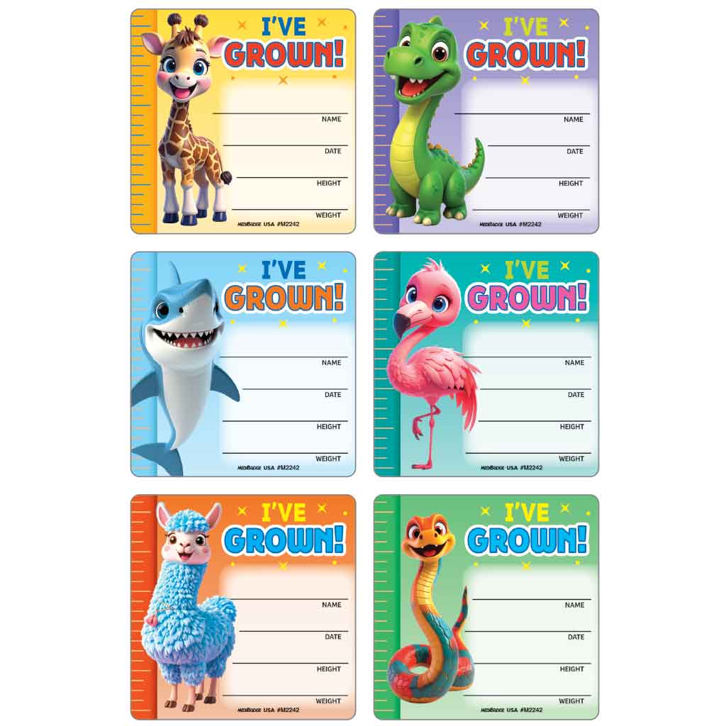 Cute Animals - I've Grown Asst. Medical Stickers