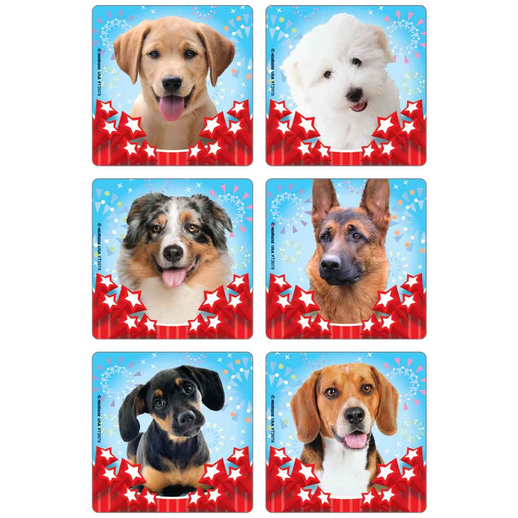 Patriotic Pup Photos Asst. Stickers