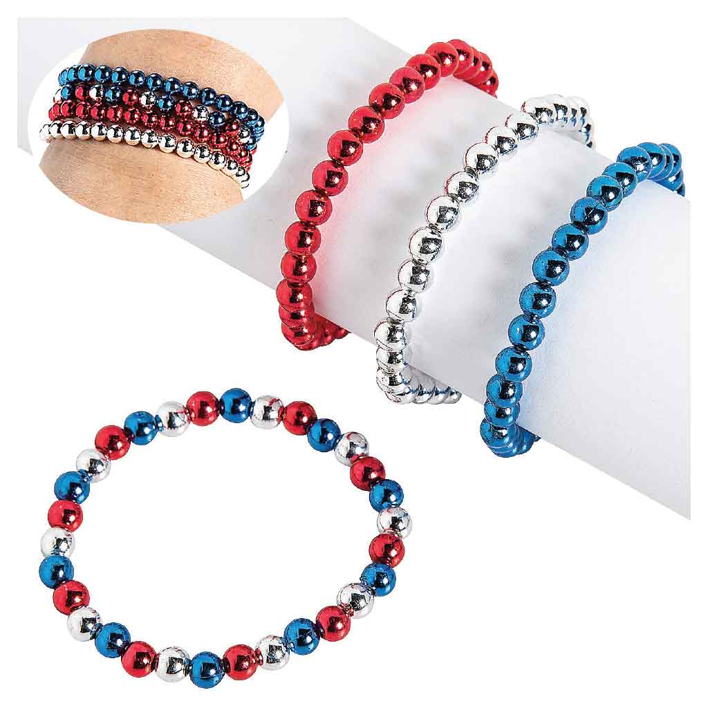 Patriotic Metallic Bead Bracelets